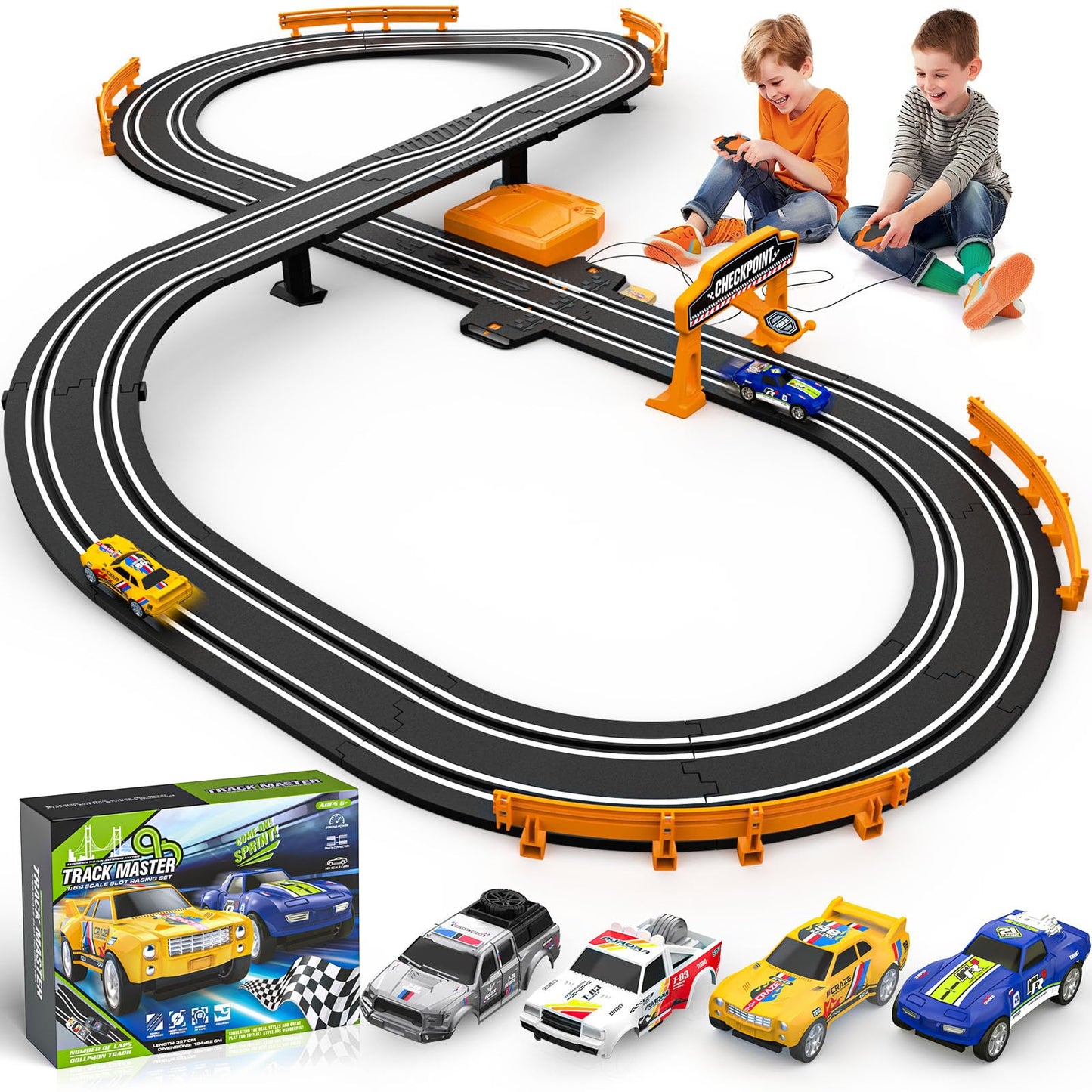 Slot Car Race Track Sets For Boys, Race Car Track With 2 High-Speed Slot Cars, Battery Or Electric Car Track, Dual Racing Game L