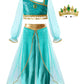 Relibeauty Princess Toddle Costumes For Girls Arabian Long Sleeves Dress Up Holloween Party Birthday Whith Collar And Crown,5-6/