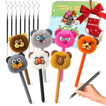 8 Pack Valentines Day Gifts for Kids Classroom - Fuzzy Pens for Kids & Fun Pens for Kid, Fuzzy Pen for Valentines Party Favors 