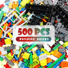 Unirolic 500Pcs Classic Building Blocks, Basic Building Bricks With Wall Blocks, Wheels, Windows & Door Pieces, Mix Colors Bulks