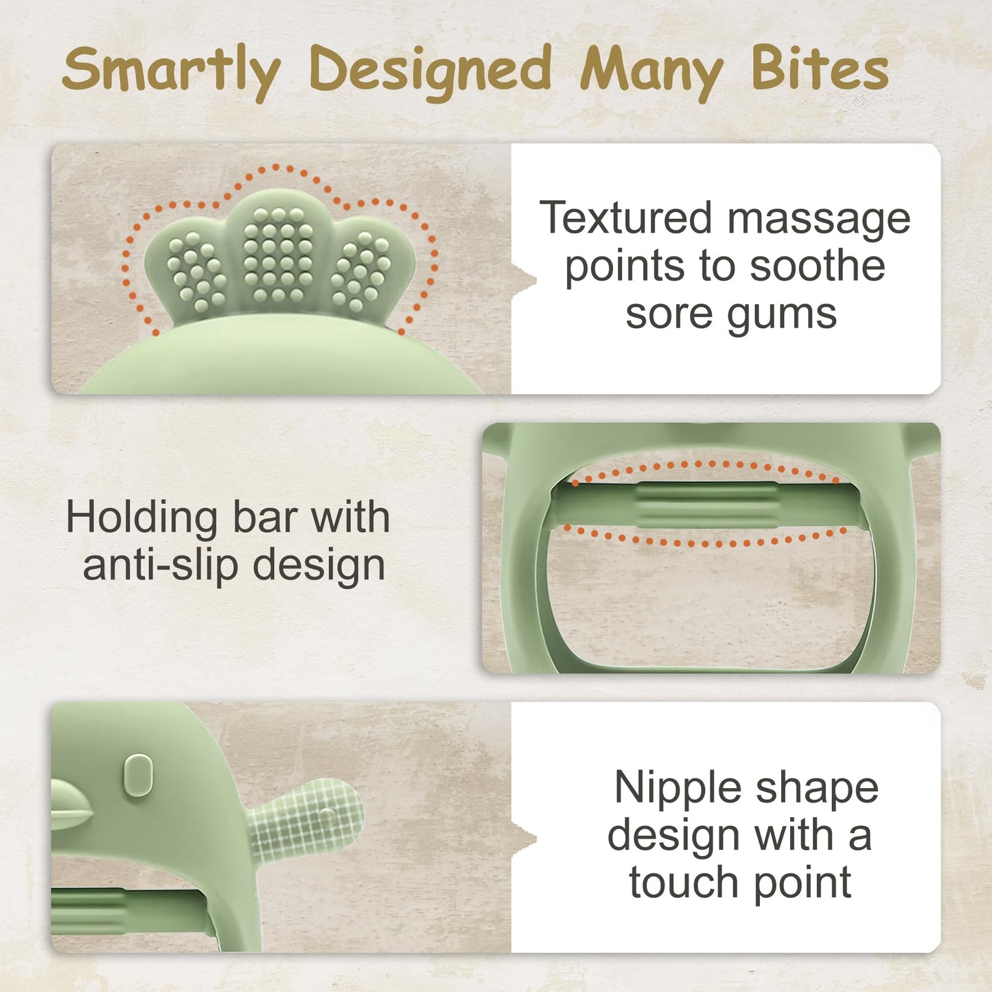 Baby Teething Toys By Komfy Lillove | Non-Toxic Infant Toys 0-6 6-12 Months | Cpc Certified Teething Mitten | No Drop Teether Fo