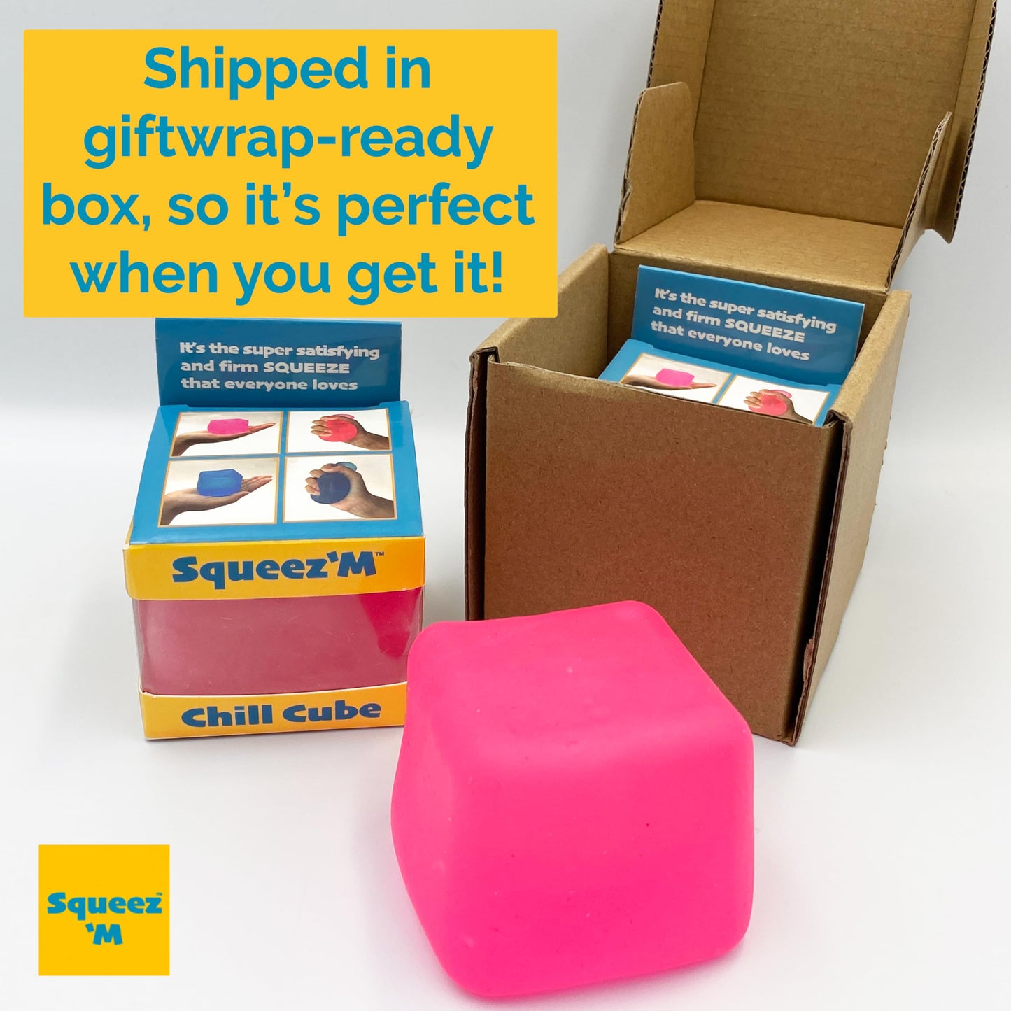 enhanced Stress Relief Squeez'M Fidget Cube - Giftable Squishy Toy for mature-themeds  Teens  Kids - Unique Holiday  Birthday & Office Gift - Sensory Toy for Focus & Fun -US Brand & Instant Replace Policy  3+