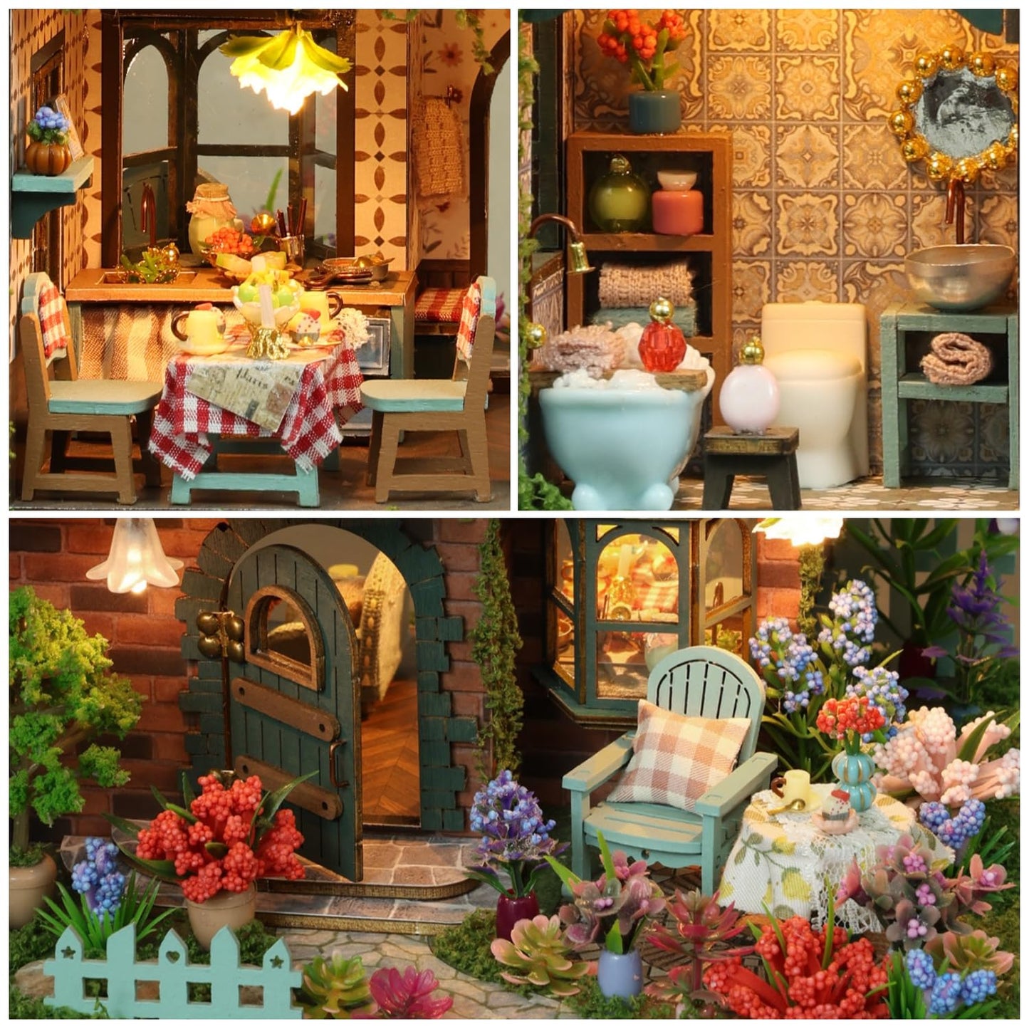 RHZN Miniature House Kit - DIY Dollhouse Building Kit for Adults, Wooden Botanical Design