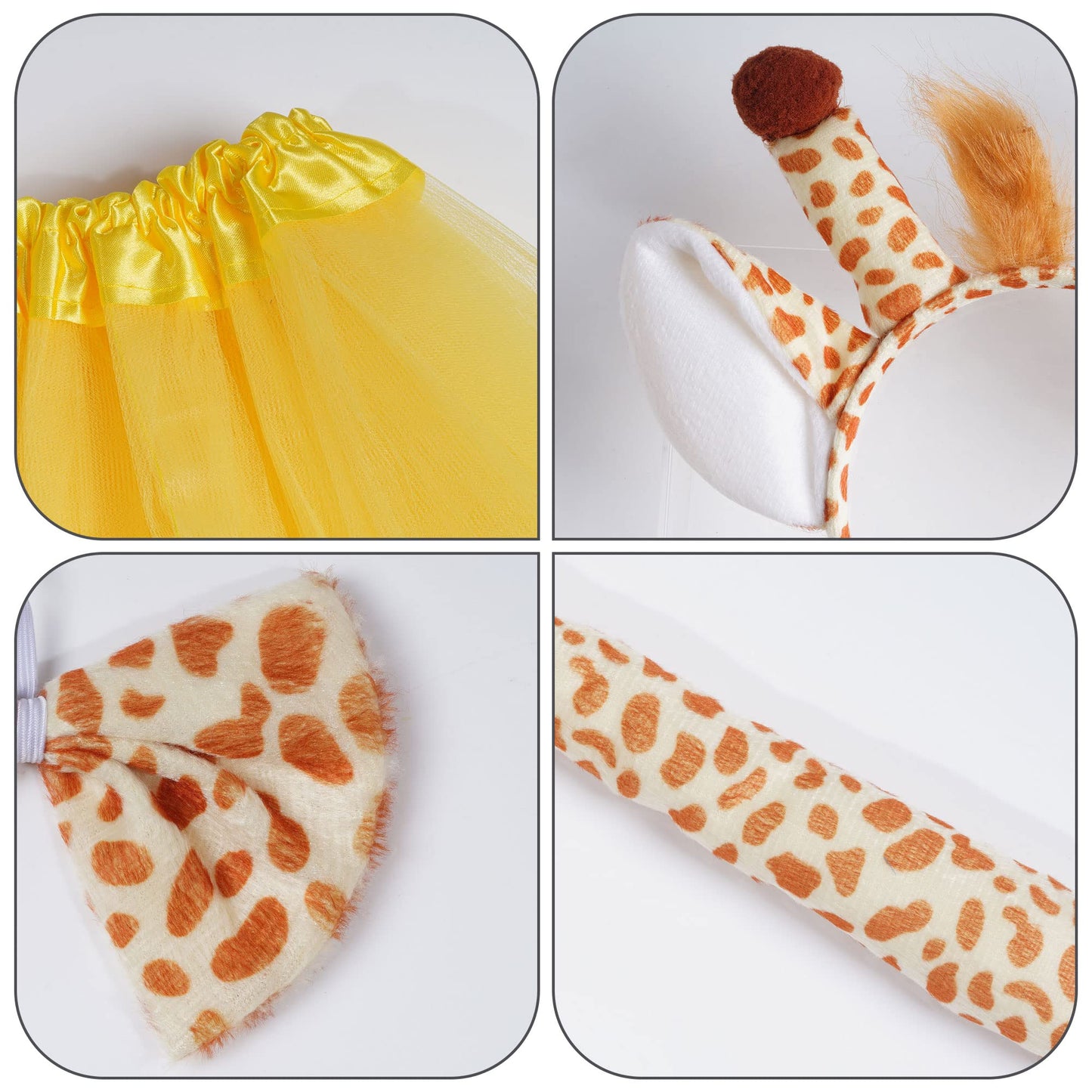 Marrywindix Yellow Giraffe Costume Tutu Set Animal Fancy Dress Costume Kit Halloween Party Dress Up Accessories (Style 2)