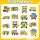 Beyumi School Bus Roll Stickers - 1000Pcs School Bus Stickers In 2 Rolls Back To School Waterproof Vinyl Cartoon Transportation Decals For Laptop Bottle Notebook Luggage Computer Classroom Decor Kids
