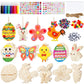 Easter Crafts, 60Pcs Wooden Arts Crafts Supplies Painting Kit Ages 812 Party Favors Easter Spring Classroom Activities Basket S