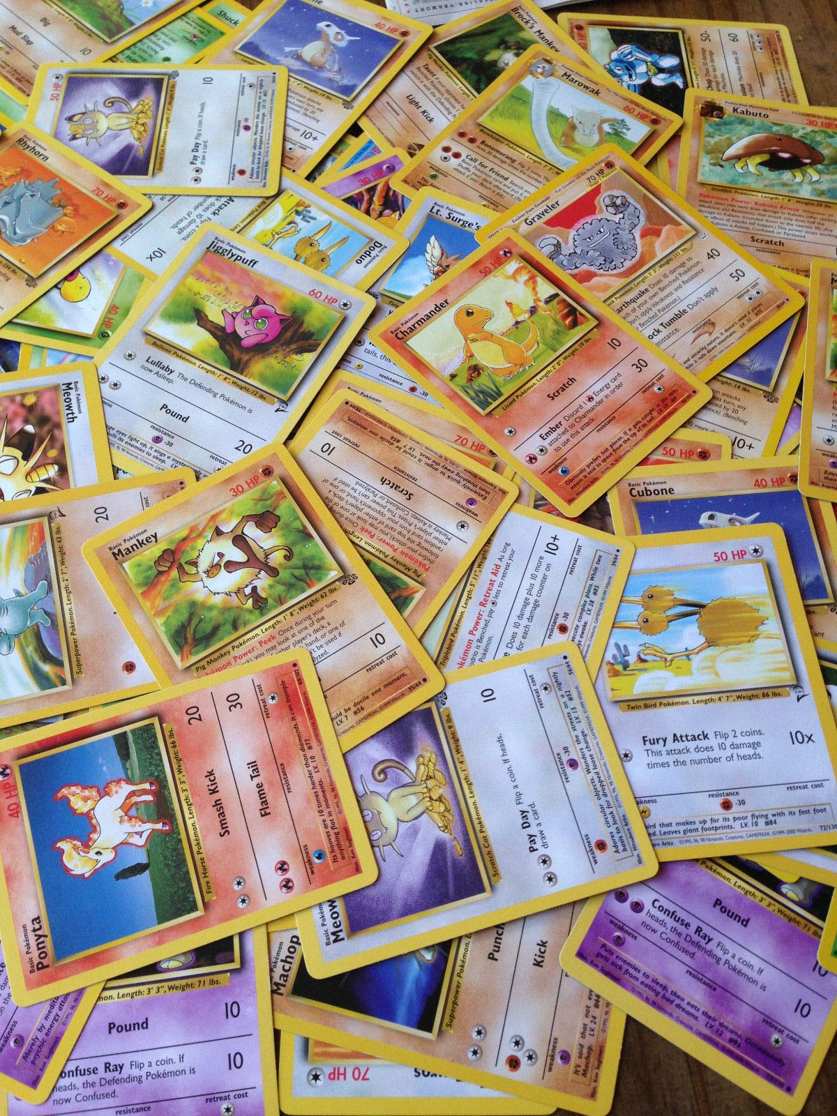 Pokemon 1st Gen Card Lot - Base, Jungle, Fossil, Team Rocket - Common & Uncommon - Excellent Condition - Multicoloured