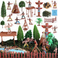 44 Pcs Native American Indians Figures Toys Set, Plastic Figurine Toys Includes Indian Figurines, Trees, Moss, Sand, Stones For Kids Historical Education School Project Decoration Birthday Halloween