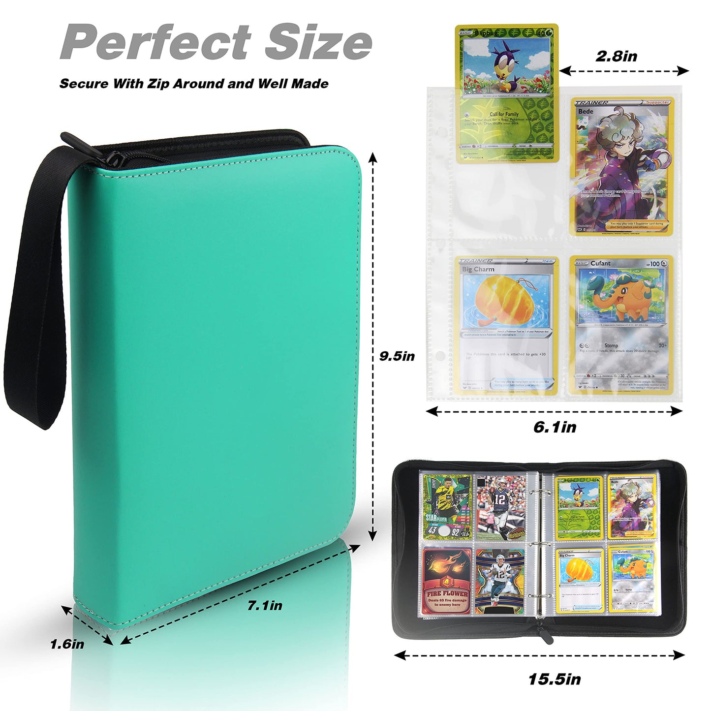 400 Pockets TONESPAC Card Binder Carrying Holder Compatible with Trading Cards Binder, Coupon Organizer Baseball Card Sleeves, S