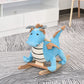 Qaba Kids Plush Ride-On Rocking Horse Toy Dinosaur Ride Rocking Chair With Realistic Sounds For18-36 Months, Blue