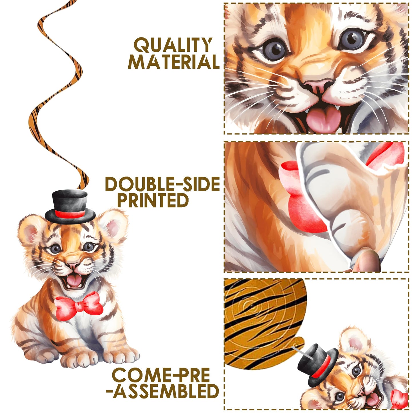 Tiger Hanging Swirls Tiger Birthday Party Decorations 20Pcs Tiger Party Ceiling Swirls Decorations Tiger Hanging Streamers for J