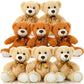 Tezituor Teddy Bear Stuffed Animal Bulk 8 Packs, 14In Small Bulk Teddy Bear Plush, Teddy Bears Centerpiece For Baby Shower, Stuffed Bears Gift For Kids, Christmas, Valentines, Light Brown/Dark Brown