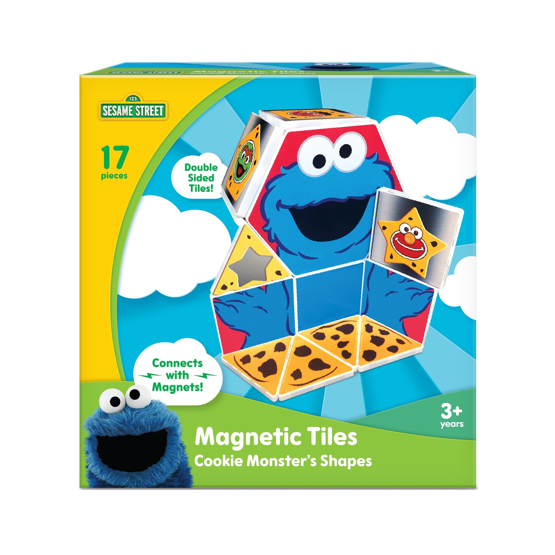Createon Sesame Street Cookie Monsters Shapes Magnetic Playset, Magnetic Building Toys, Stem & Montessori Educational Toys For A