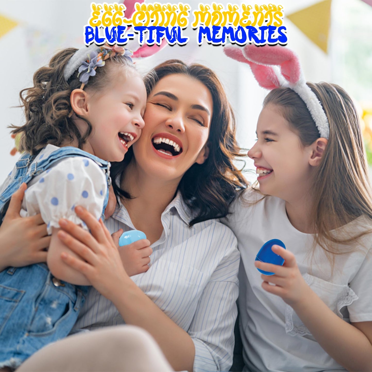 Blue Plastic Eggs - Bulk Set of 144 - Easter Egg Hunt and Party Supplies