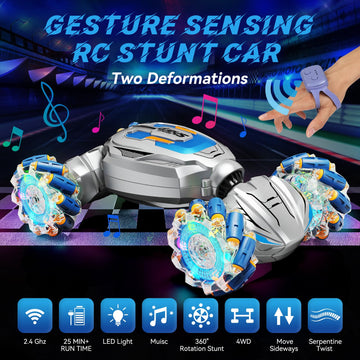 Remote Control Car - Gesture Sensing Stunt 2.4GHz 360 Rotating 4WD Transform RC Car, Brithday Gift for Boys Girls 4 5 6 7 8 9 10