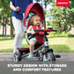 Huffy Malm Luxe 4-in-1 Canopy Trike with Push Handle, Cup Holder & Rear Storage Red