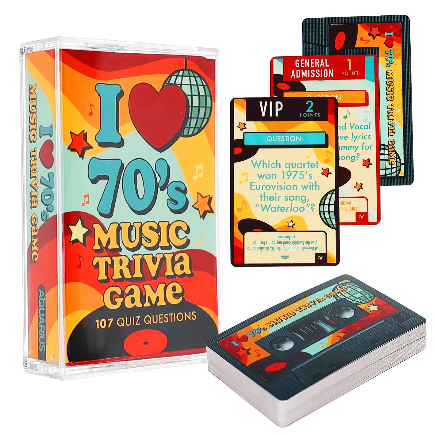 AQUARIUS Music Trivia Card Game - Pop, Rock, Hip-Hop & Alternative Quiz - Party Game for Adults & Teens, Gift for Music Lovers -