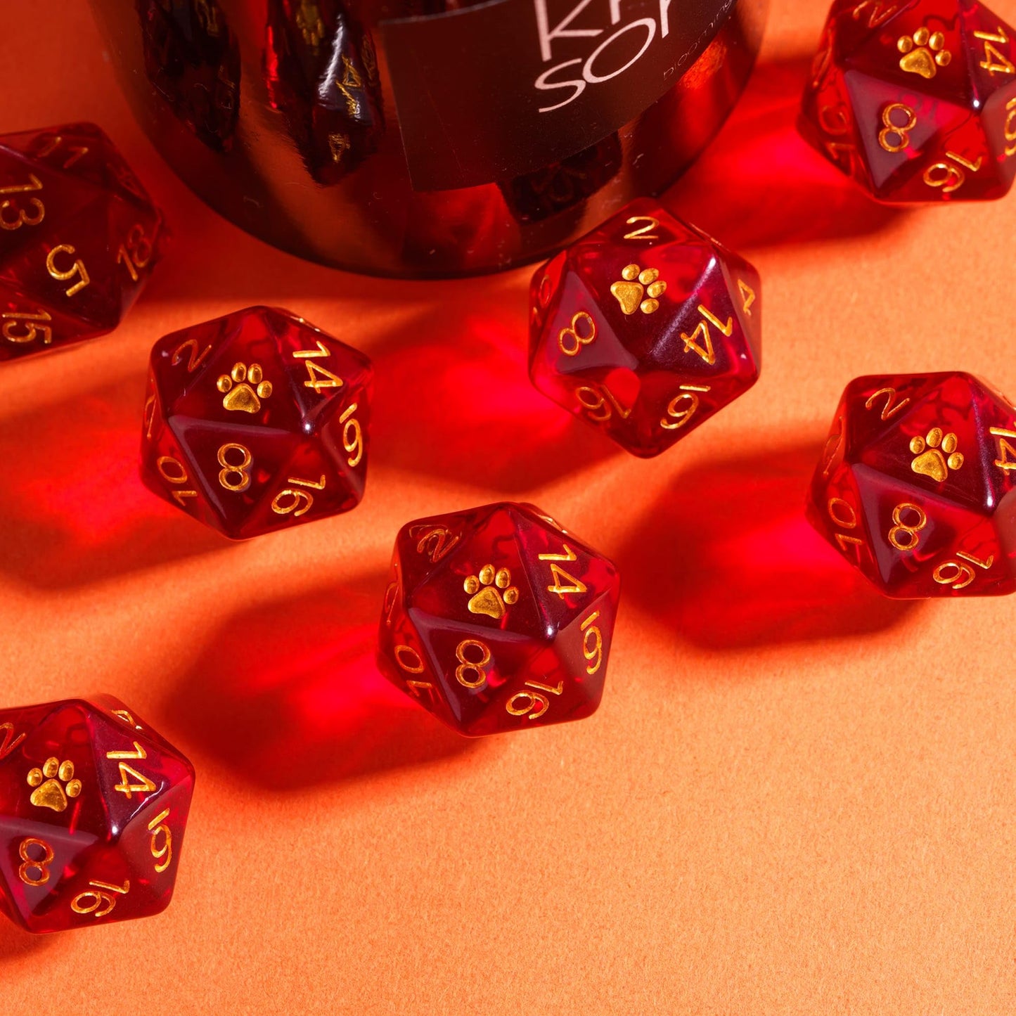 HDdais 10 Pack Red D20 Dice, Set of 10, 20 Sided Dice D20 Polyhedral Dice for DND RPG MTG Tabletop Game
