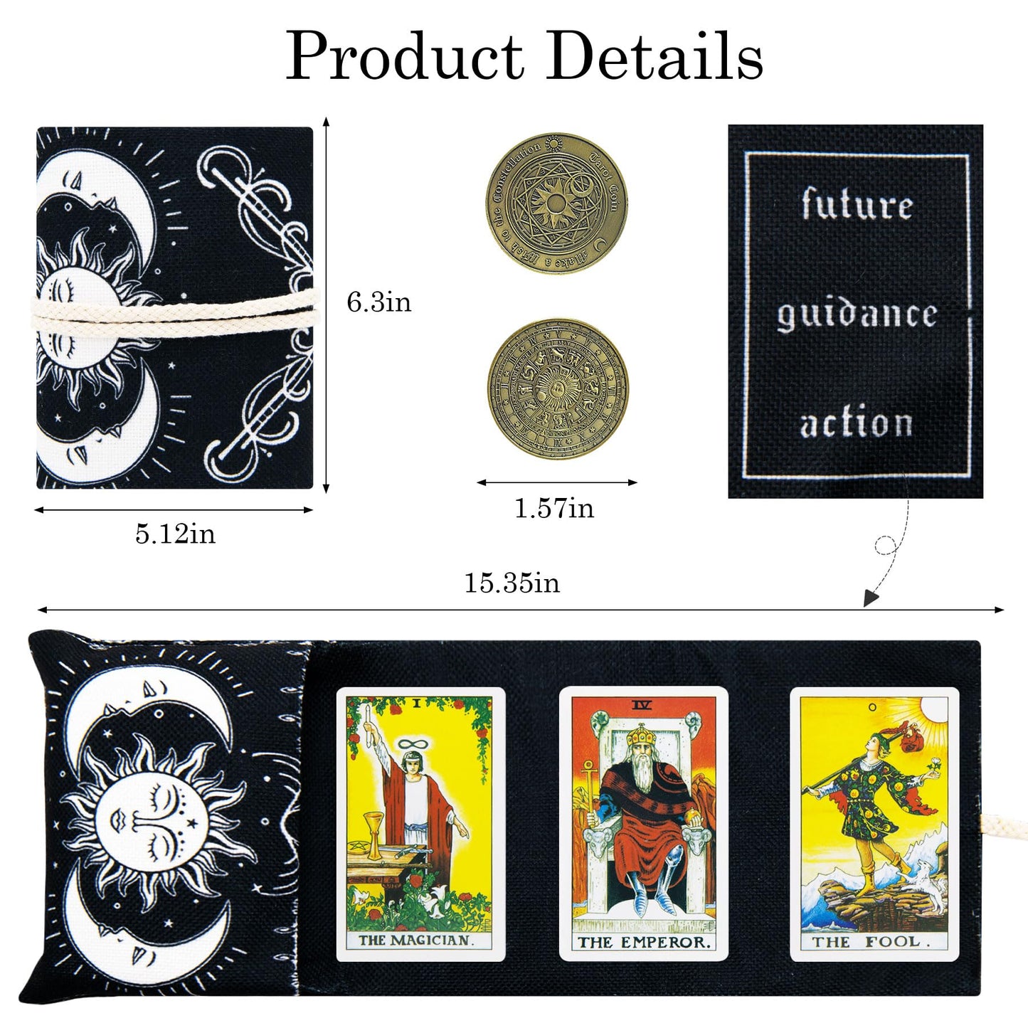 Knana 2Pcs Tarot Card Holder - Linen Tarot Deck Mat With Layout Pattern, Large Tarot Card Storage, Tarot Accessories (Layout Pat