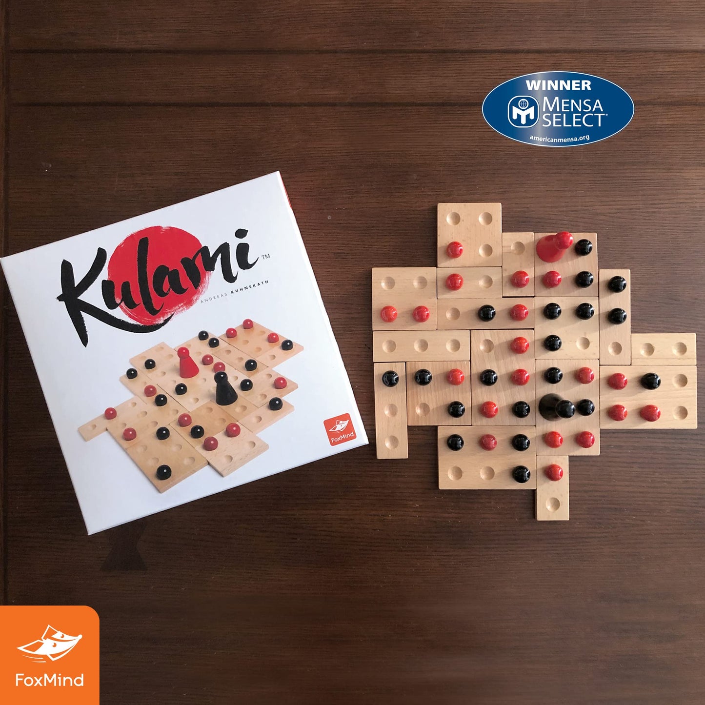 Foxmind Games: Kulami, Simple Zen Abstract Strategy Game, Wooden Tiles And Marbles, 2 Player Game, For Ages 10 And Up