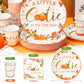 200 Pcs Little Cutie Baby Shower Paper Plates Napkins Cups Orange Baby Shower Party Supplies Tableware Set Orange Disposable Cup
