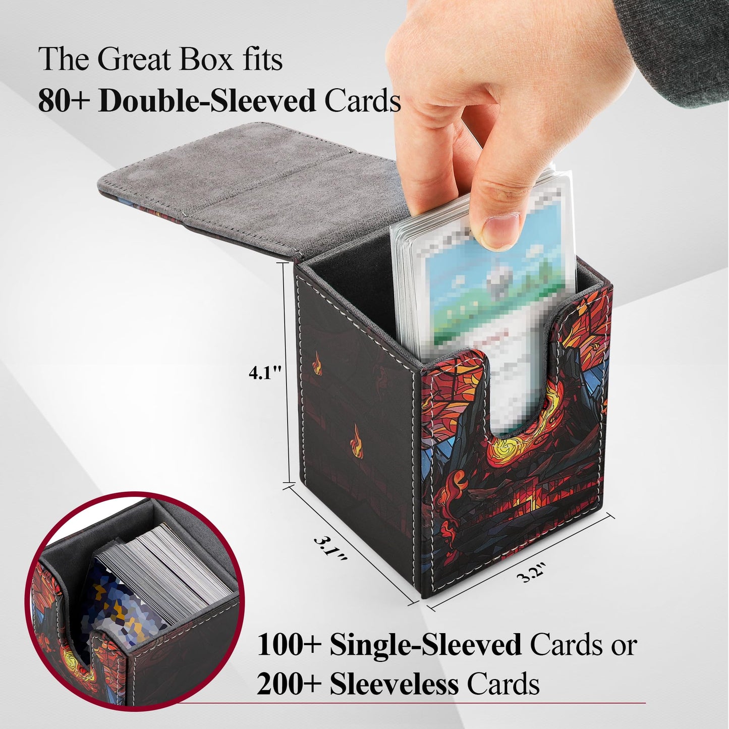 Tcguard Card Deck Box For Mtg Card Storage Box Holds 100 Plus Single Sleeved Cards With Trading Cards Games Tcg Yugioh Etc.(Scar