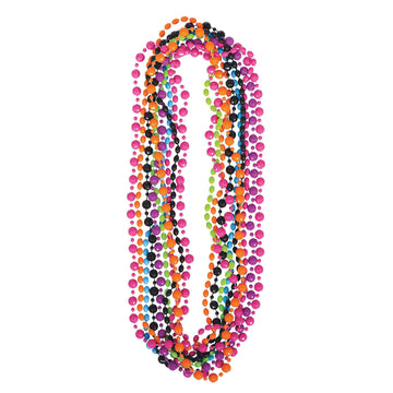 Retro Vibes 80's Party Beads - 30'' (Pack of 10) - Assorted Colors Plastic Hip Throwback Necklaces - Perfect for Theme Parties,