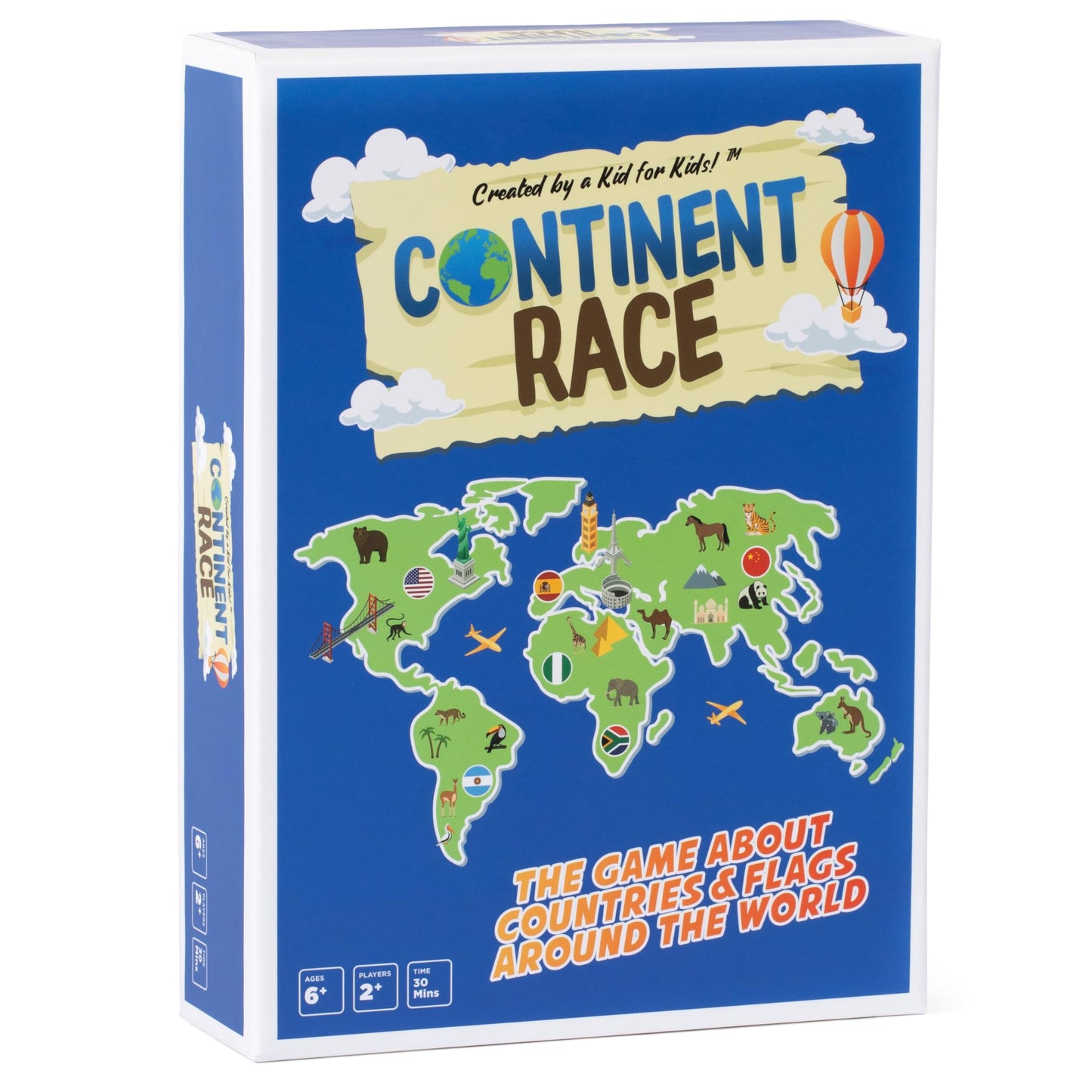 Byron's Games Continent Race Board Game - Educational Geography Game for Kids & Families, Cardstock, Yellow, Model DYE-1400