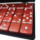 Domino Double 6 Red Marbleized Jumbo Tournament Professional Size W/Spinners In Elegant Black Velvet Case.