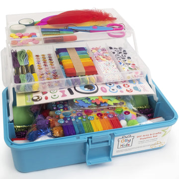 Olly Kids Craft Kits Library in a Plastic Craft Box Organizer- Craft and Art Supplies for Kids Ages 4 5 6 7 8 9 10 11 &12 Year O