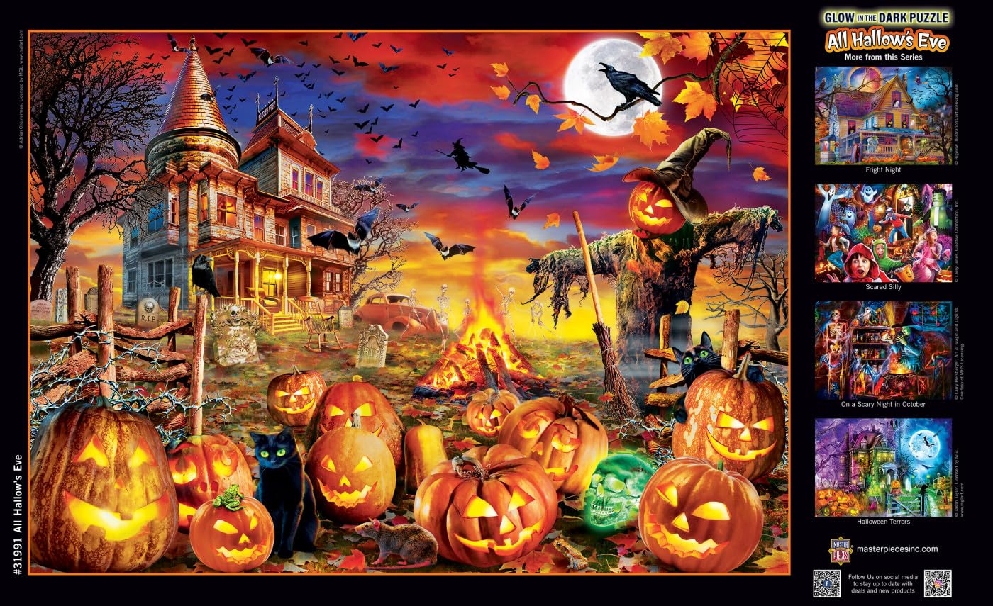 Masterpieces 500 Piece Glow In The Dark Halloween Jigsaw Puzzle - All Hallow'S Eve - 15'X21'