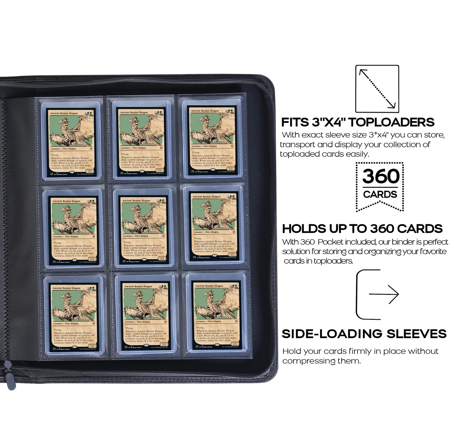 Toploader Binder  Holds 360 Top Loaders - 9-Pocket Top Loader Binder for 3 x 4 Rigid Card Holders for Trading Cards or Sports Cards  Model B -Asakusa Green