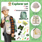 Deekin 3 Sets Kids Dress Up and Pretend Clothes with Plastic Toys for Toddler 3-7 Ages  Role Play Construction Worker  Chef  Explorer Dress Up Vest for Boys Girls Costumes Accessories Play