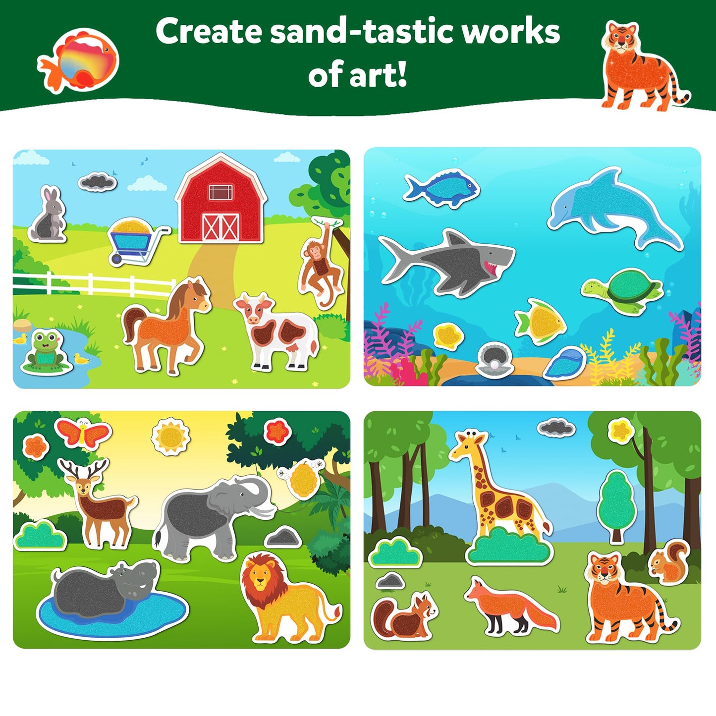 Skillmatics Sand Art Activity Kit - DIY Animal Craft with 50+ Stickers, Multicolor, 21.5 cm x 30.2 cm, Fun for Kids Ages 4-10