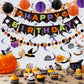 meowtastic Halloween Birthday Decorations - Happy Birthday Banner with Honeycomb Ball, Halloween Hanging Swirl Streamer, Circle