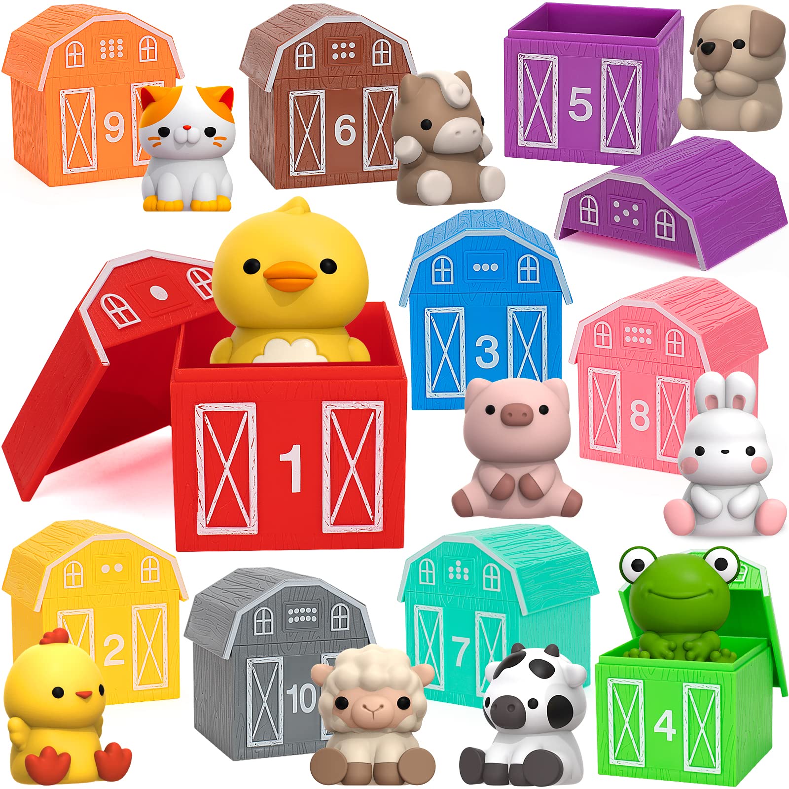 KMUYSL Toys for 1 2 3 Year Old Boys Girls  Farm Animals Toys Playset  Counting Skill  Color Matching  Christmas Birthday Easter Educational Gift for Baby Toddler Boys Girls Age 12-18 Months