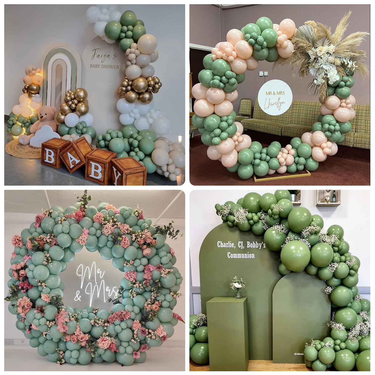 Jobkoo Sage Green Balloons, 12 Inch 30 Pcs Eucalyptus Olive Vintage Green Balloon Matte Dusty Green Dark Avocado Green Helium La