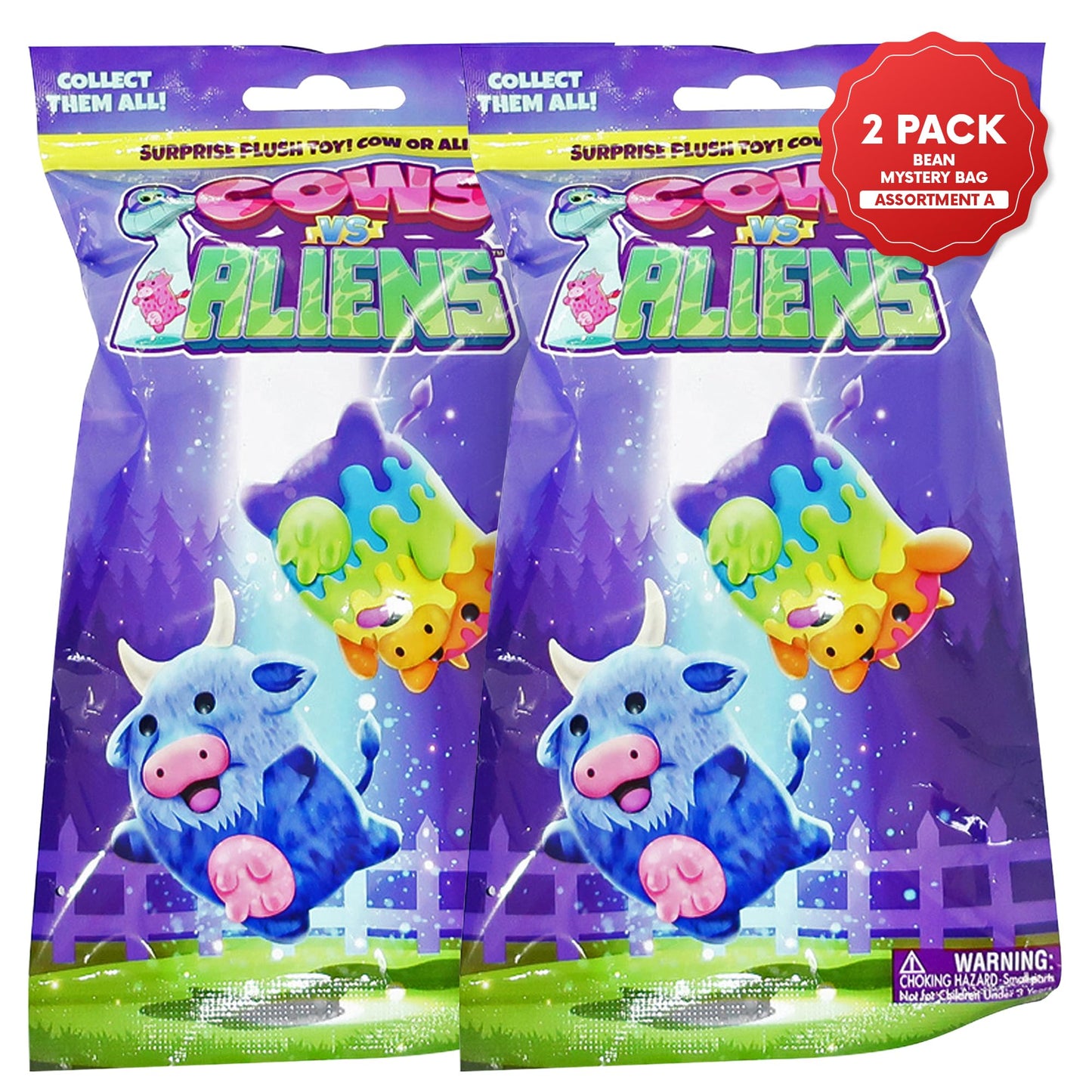 Cows Vs Aliens 2 Pack | Mystery Bags For Boys & For Girls | Alien & Cow Plush | Collectible Stocking Stuffer | Mystery 2Pk.
