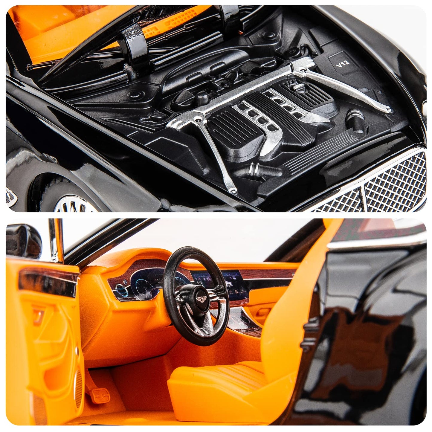 Wakakac Compatible For 1/24 Bentley Continental Gt Model Car Alloy Diecast Toy Car Collectible Pull Back Toy Vehicles With Sound