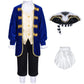 Colonial Costume For Kids America 18Th Patriot General Captain For Boys Halloween Cosplay 9-11 Years Blue