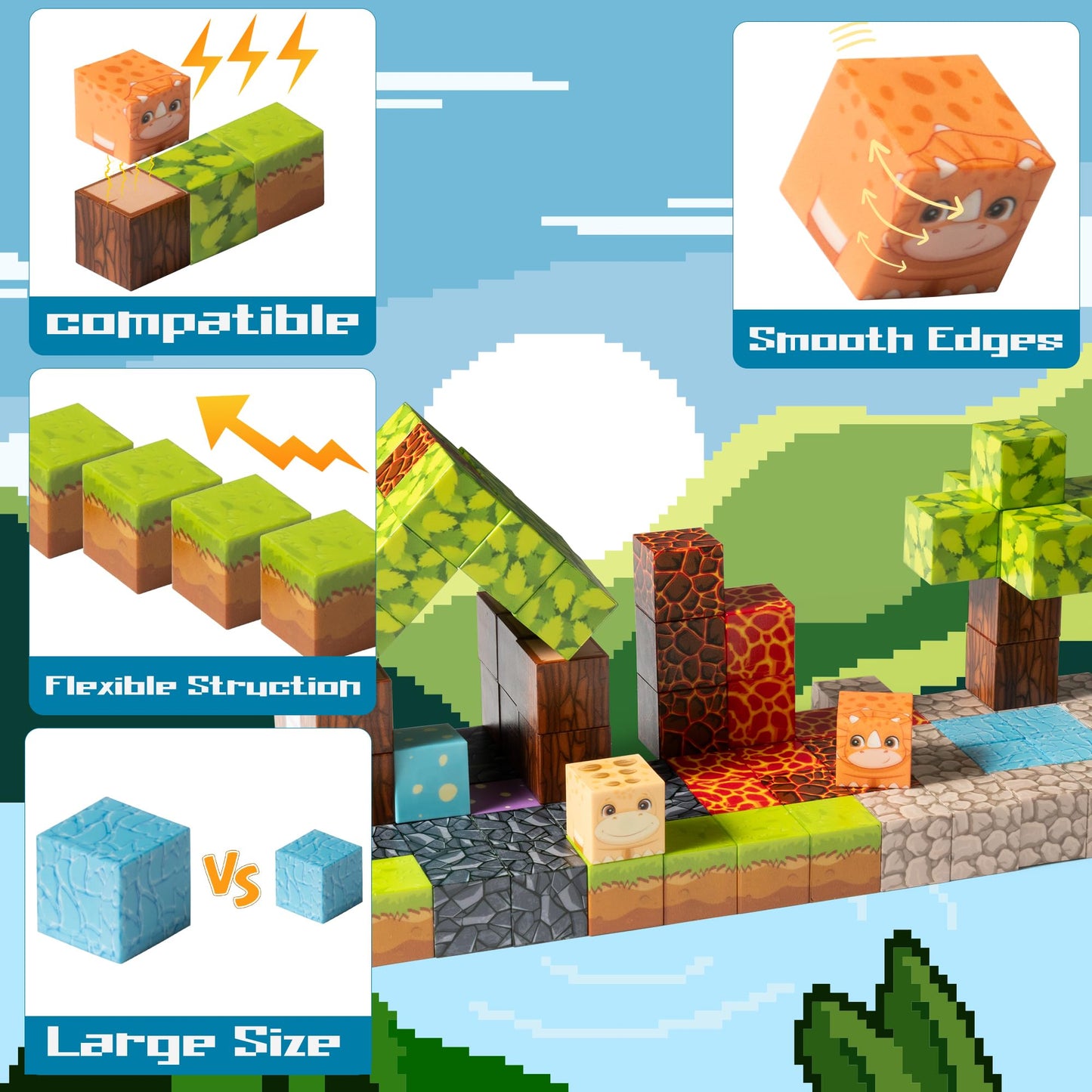 Furulixty Magnetic Blocks Building Toys For Kids Ages 3+,Build 3D Magnetic Building Blocks Set 2025 Upgraded Learning Kit With 1