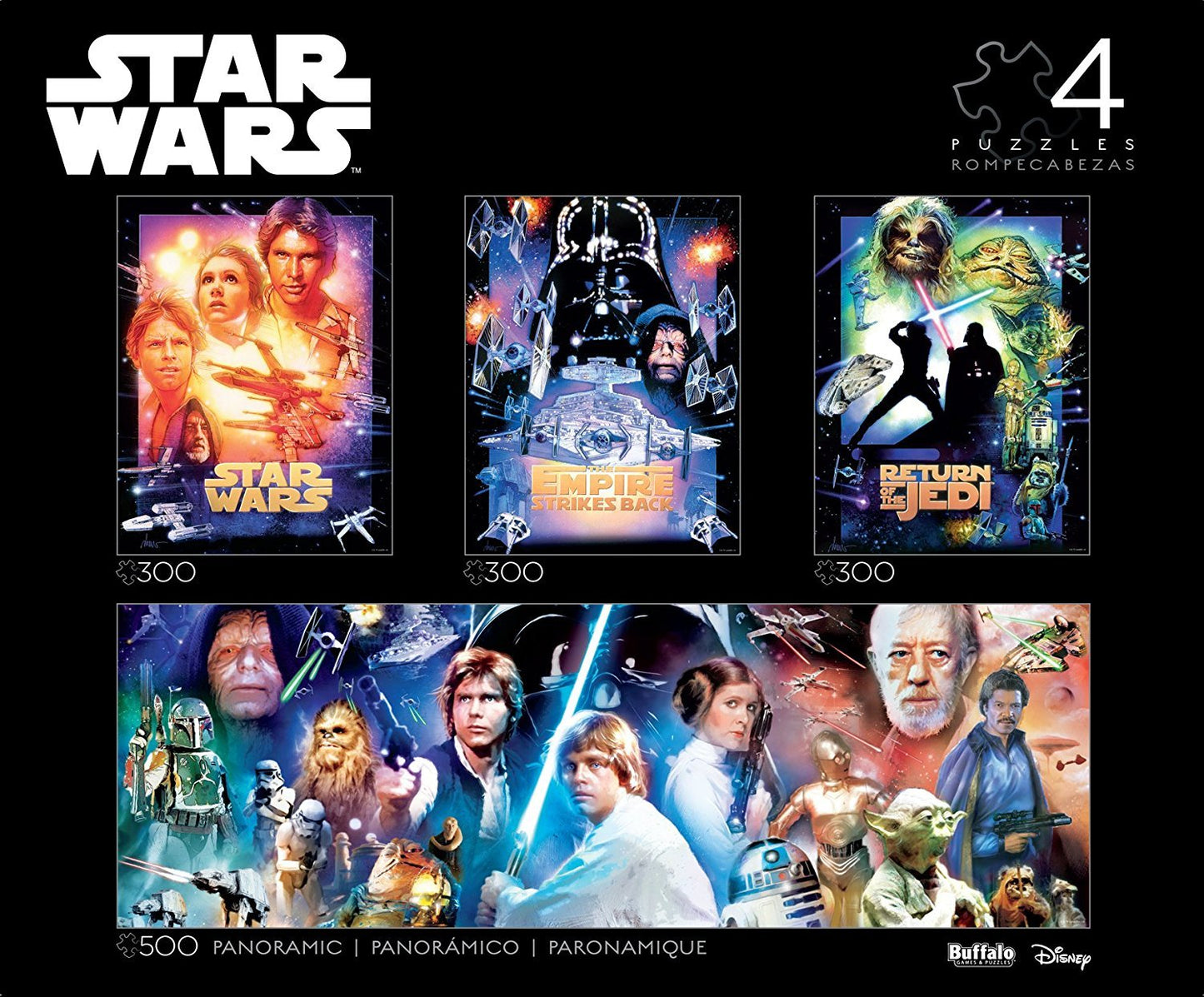Buffalo Games Star Wars 4 x 1 Multipack Jigsaw Puzzle - Challenging Cardboard Puzzle for Adults - Multicolor, Model 9321