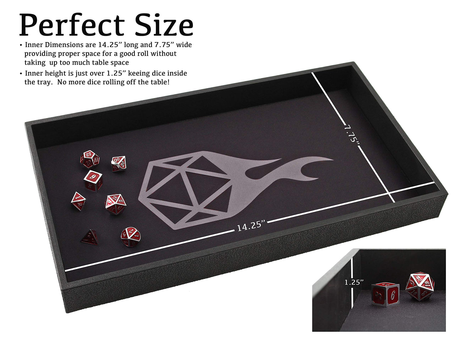 Forged Dice Co. Dice Tray 14 - Double Sided and Removable Neoprene Rolling Dice Mat - for Any Dice or Board Game, Tabletop RPGs