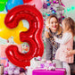 AIQINHU Red Number 3 Balloon - 40 Inch Jumbo Foil Mylar Balloon for 3rd Birthday Party Decorations