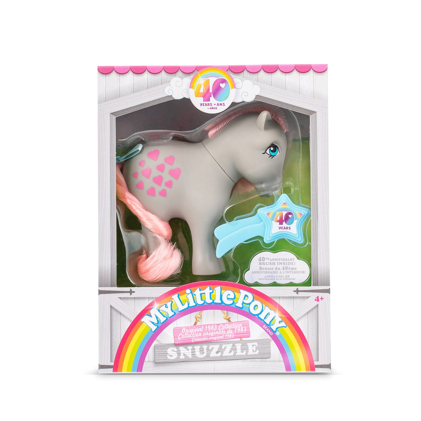 Basic Fun My Little Pony Snuzzle Action Figure, 4-Inch, Pink, 1983 Collection, Brushable Mane and Tail, Great for Kids Ages 4+