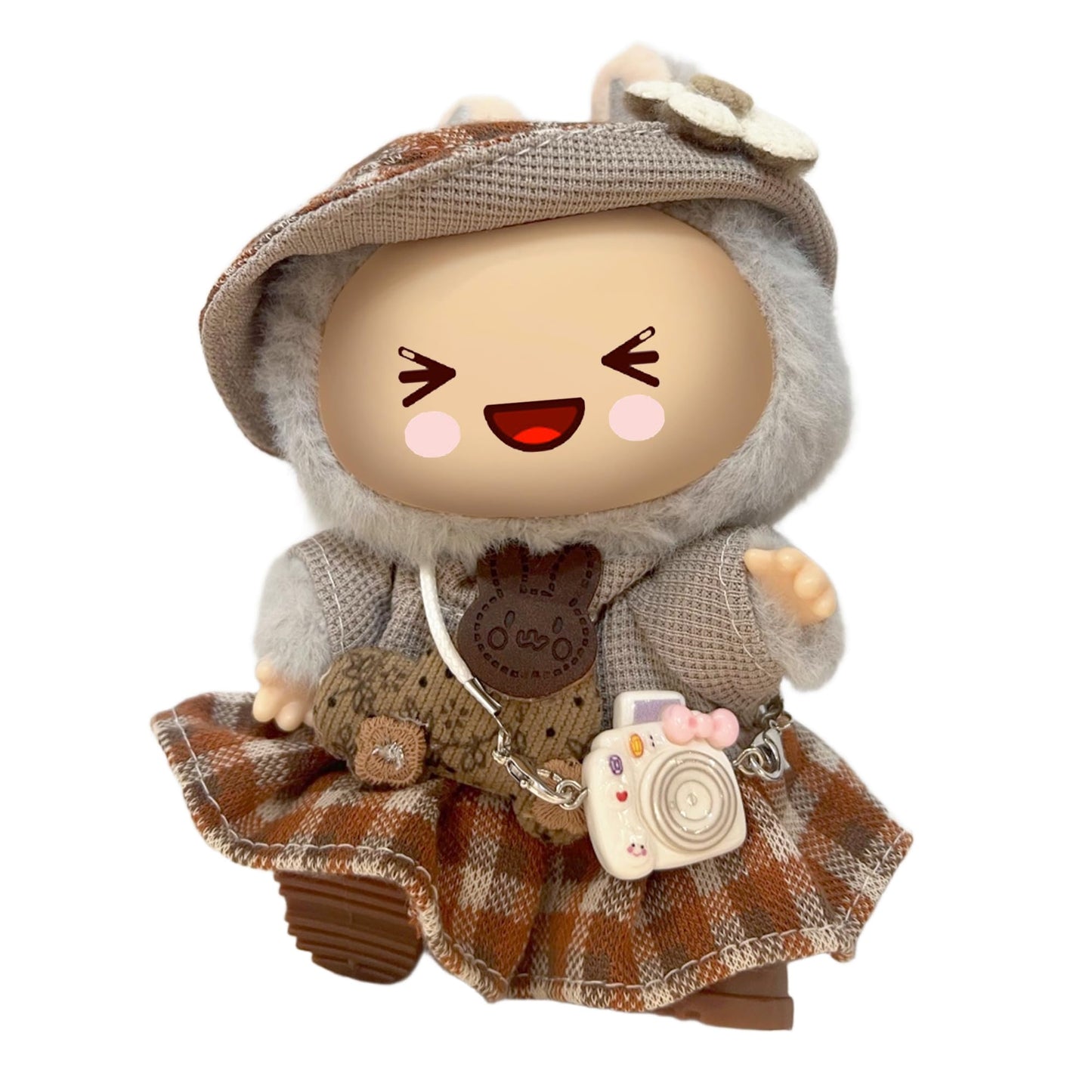 Doll Clothing - Babydoll Clothes Set Chic Outfit Handmade Garment Dress With Shoes And Accessories(No Doll), Brown-Lbb017