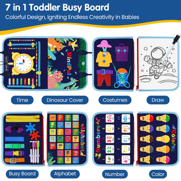 Mindpal Busy Board, Montessori Toy For Over 3 Year Old, Toddlers Educational Activity Developing Sensory Board For Fine Basic Dr