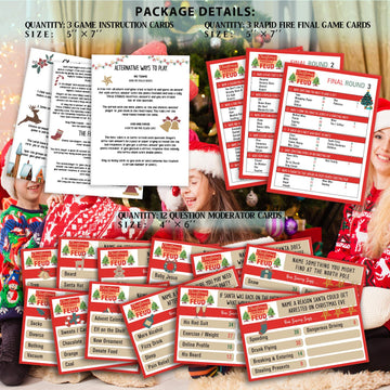 Christmas Friendly Feud Quiz, Baby Shower Game Night, Christmas Party Game, Family Activity, Feud Trivia Quiz, Holiday Games For Adults Coworkers Groups Christmas Party Supplies-003