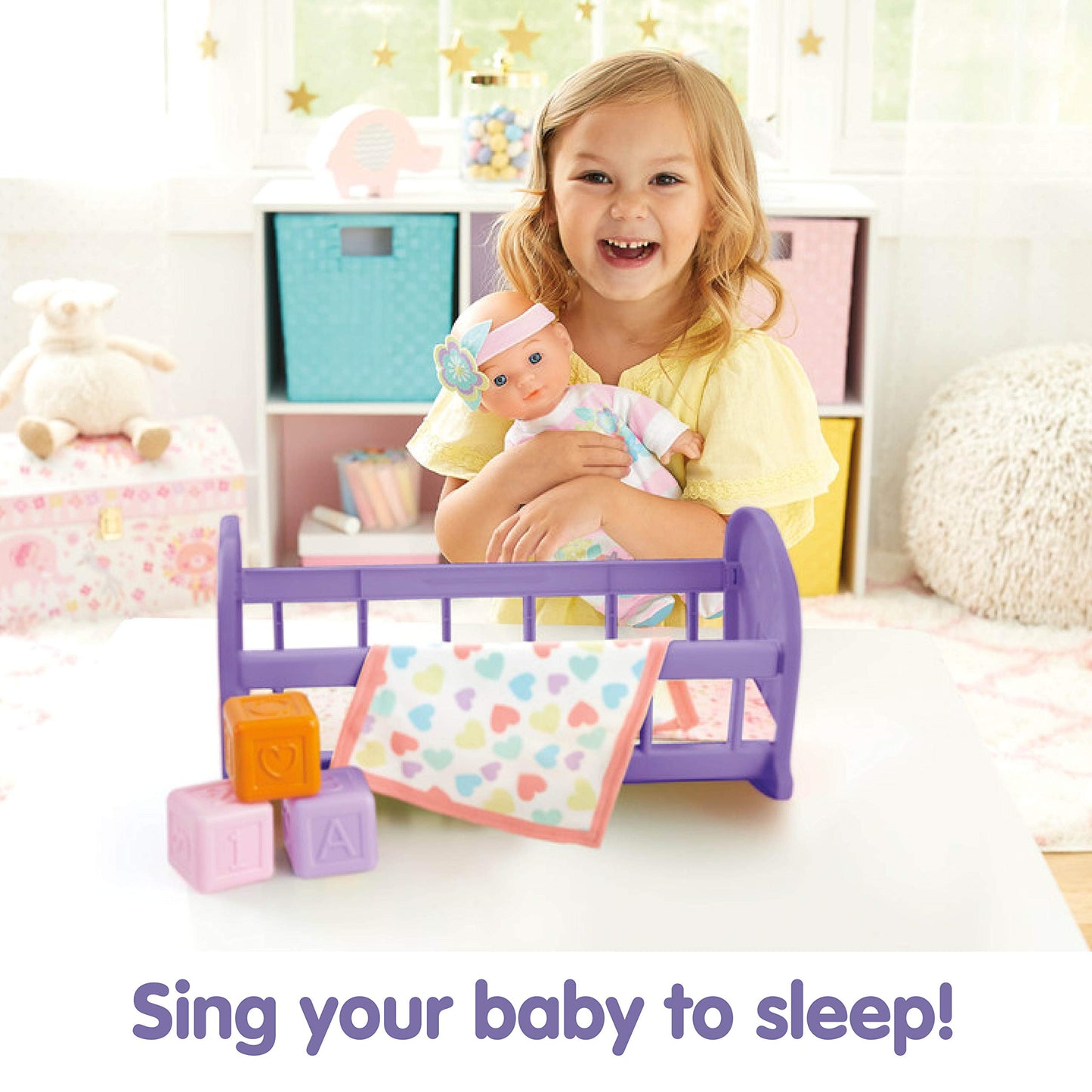 Kidoozie Lullaby Baby Playset - Soft Body Doll & Crib, 11" Multi-Color, G02595, Ages 2+