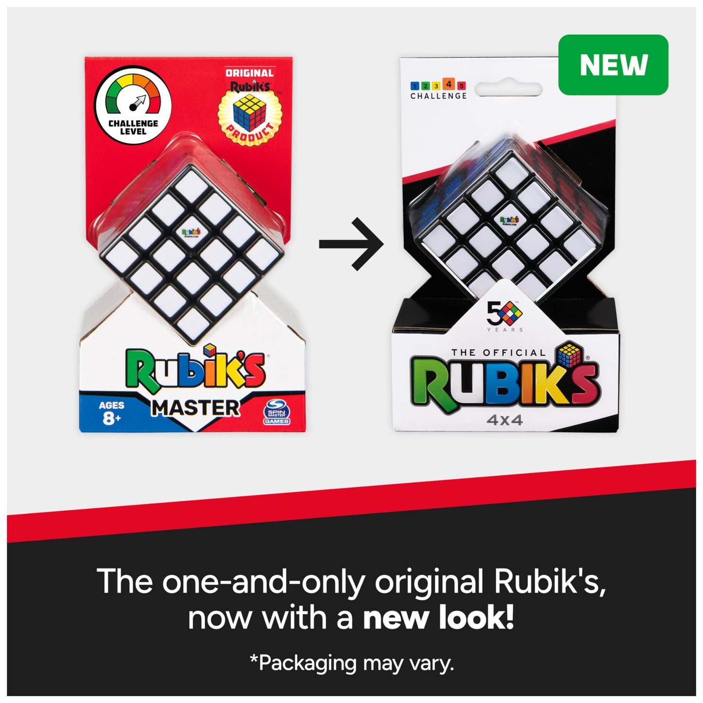 Rubik's 4x4 Classic Color-Matching Puzzle - Twisting Fidget Toy, Brain Teaser, Ages 8+, Plastic, Model 6064551, New Color
